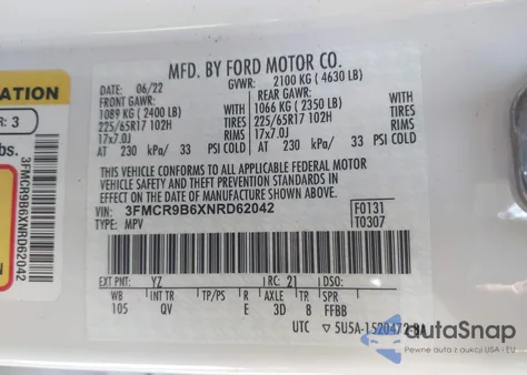 2022 Ford Bronco Sport Big Bend from USA, damaged, VIN 3FMCR9B6XNRD62042